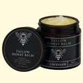 "Lavender tallow and honey balm in amber jar — calming natural skincare by Honey & Tallow"