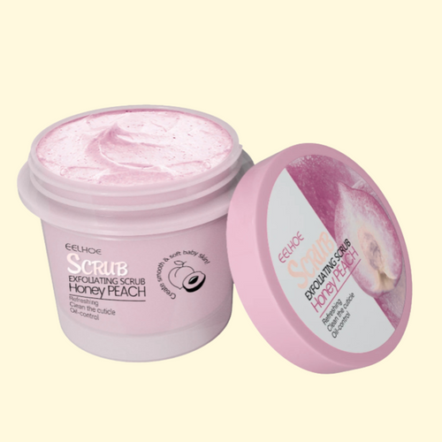 "Honey peach body scrub cream — brightening and exfoliating natural body care by Honey & Tallow"